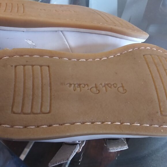 Posh Pickle Mary Jane Shoes Girl’s sz 8 White Leather Dress Shoes Sandals Buckle - Picture 9 of 10